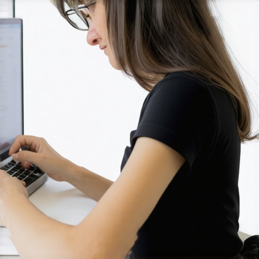 Ergonomic Workspace Posture Adjustment Person adjusting their workspace for better posture to support spinal health