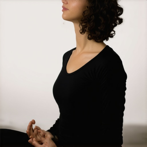 Individual practicing deep breathing and gentle stretches to support spinal health