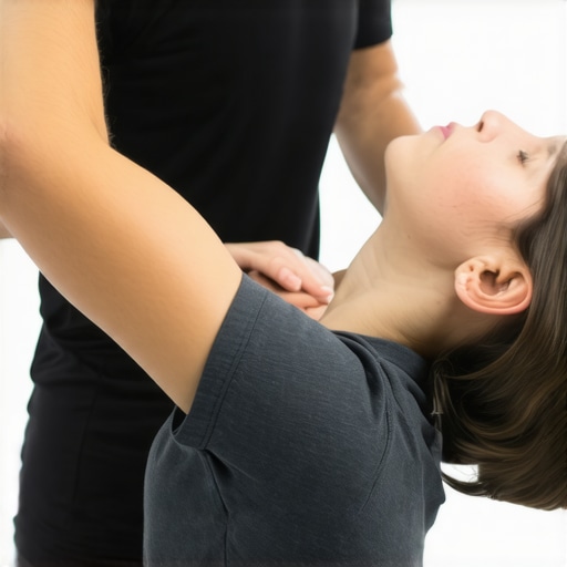Person receiving chiropractic neck adjustment in clinic