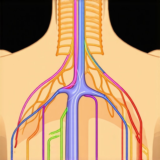 Diagram showing neural pathways and nerve gliding exercises for spinal health