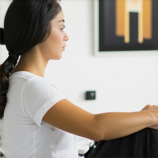 Person undergoing neurofeedback therapy to enhance spinal health and mental resilience.