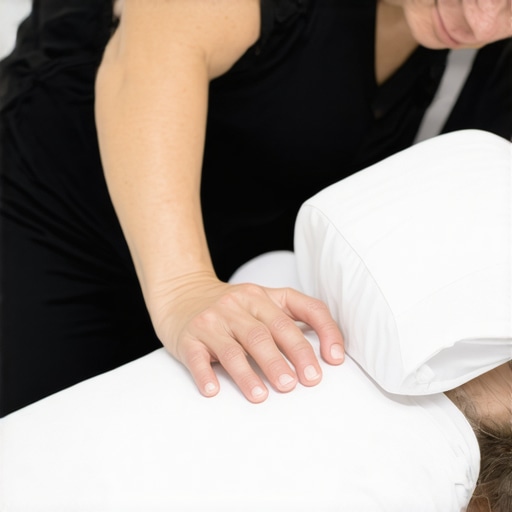 Chiropractor performing spinal adjustment on patient in clinic