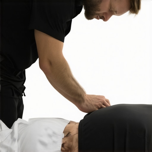 Spinal Mobilization Technique Chiropractor using gentle spinal mobilization on patient