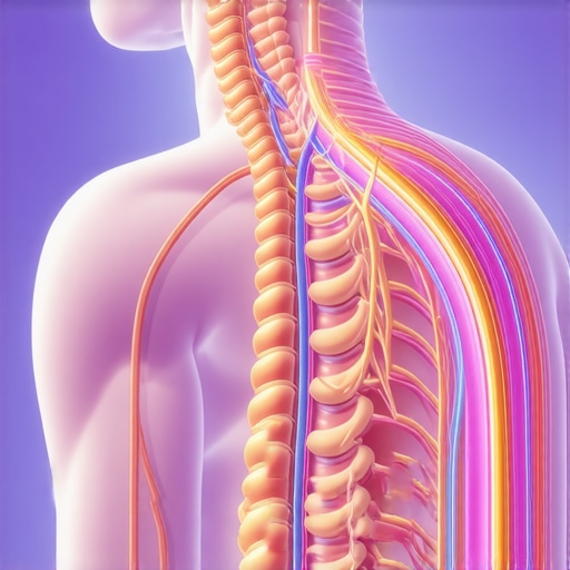 Illustration of human spine and nervous system emphasizing their interconnection for health