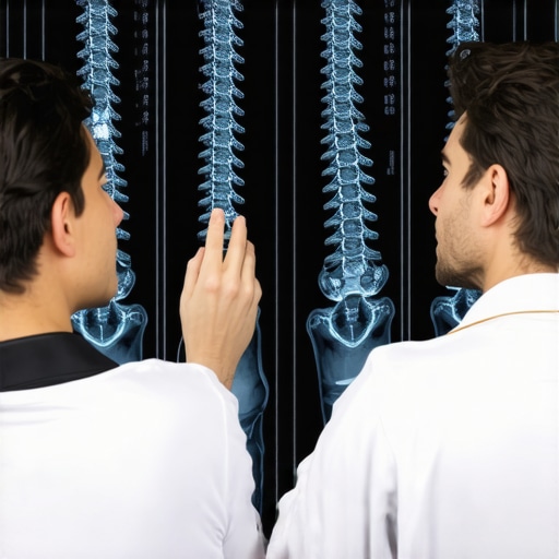 Chiropractor reviewing spinal images with a patient, illustrating advanced pain management techniques