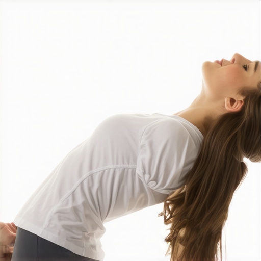 Individual stretching neck and back in a well-lit room