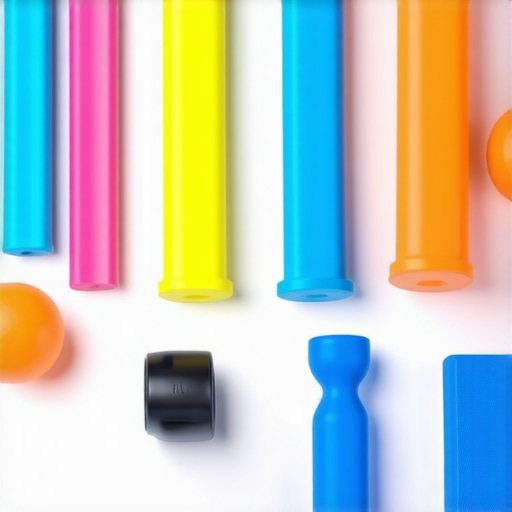 Essential Tools for Spinal Maintenance Array of chiropractic and mobility tools like resistance bands, posture monitors, foam rollers, and massage balls arranged neatly on a desk.