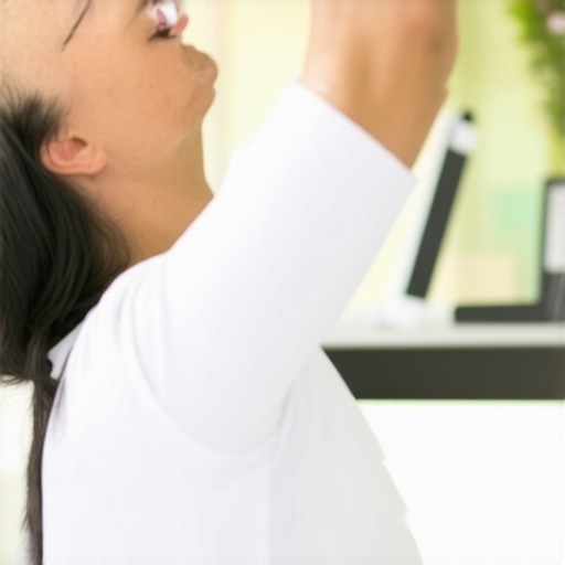 Person doing neck stretches to improve mobility while seated at a desk
