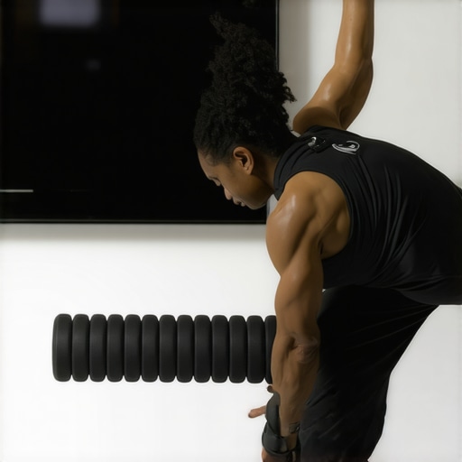 Individual performing back fascia release with foam roller in a wellness space