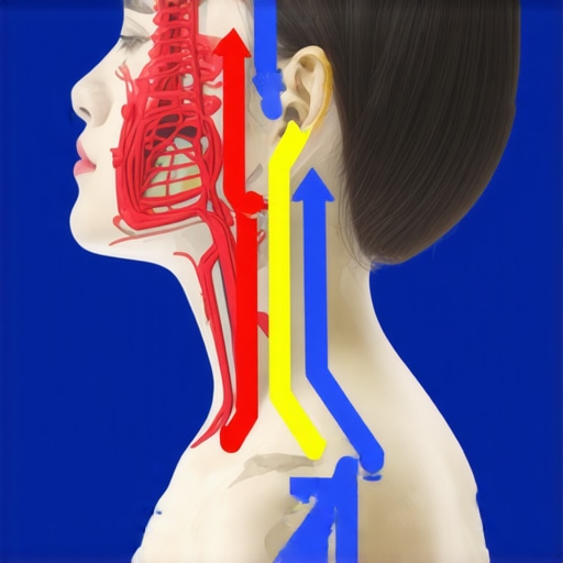 Illustration of neck tilt, chin tuck, and circular head movements for mobility