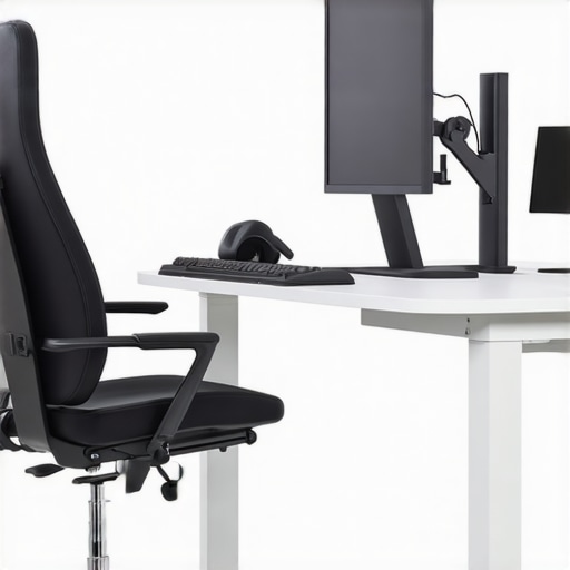 Ergonomic chair, posture monitor, massage tools, and healthy posture reinforcing a pain-free back and neck.