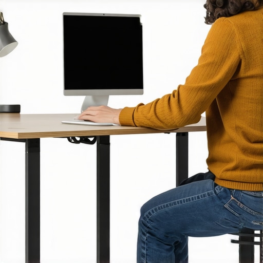 Adjustable Sit-Stand Desk for Better Posture Person adjusting an ergonomic sit-stand desk in a modern office setting