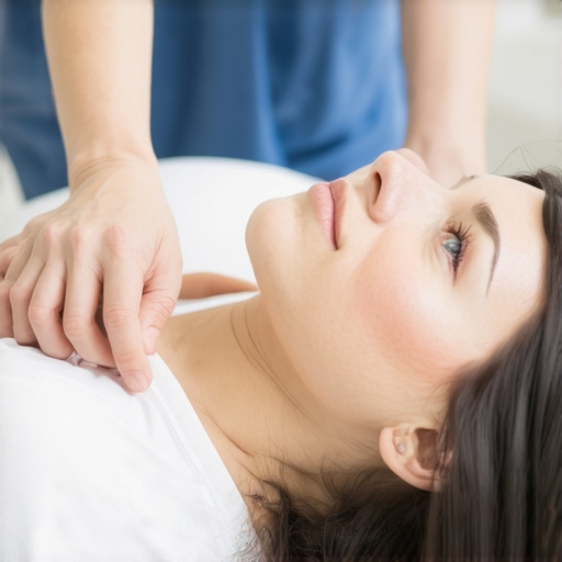 Chiropractor performing a neck adjustment to relieve tension