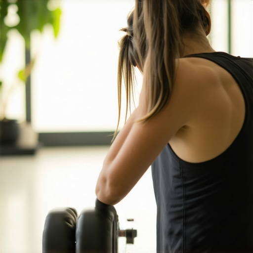 Individual performing foam roller exercises to relieve back tension.