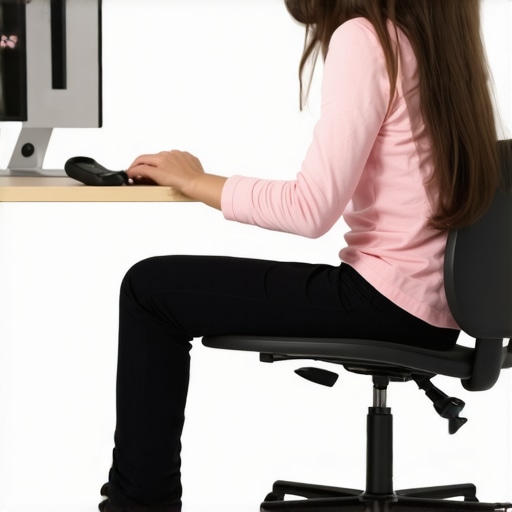 Optimizing Your Workspace for Long-Term Spinal Health Person sitting in ergonomic chair with foam roller on desk