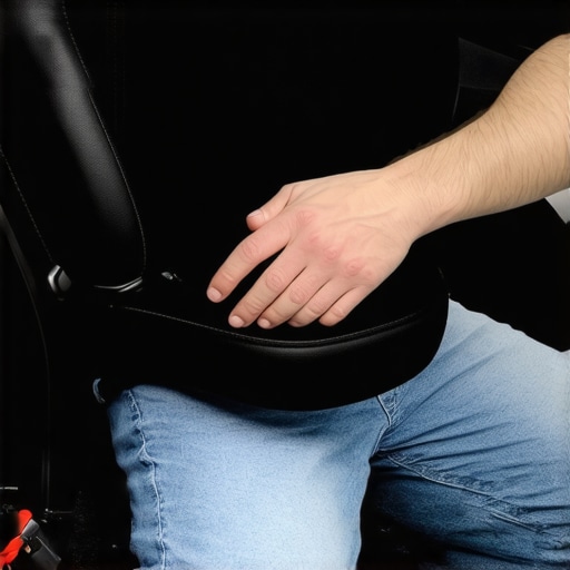 Person adjusting lumbar support in car seat