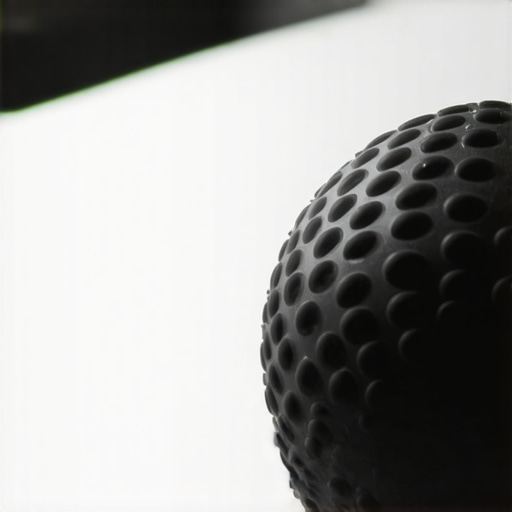 Targeted Spinal Therapy Tool Close-up of a textured massage ball being used on a person's lower back for muscle release.