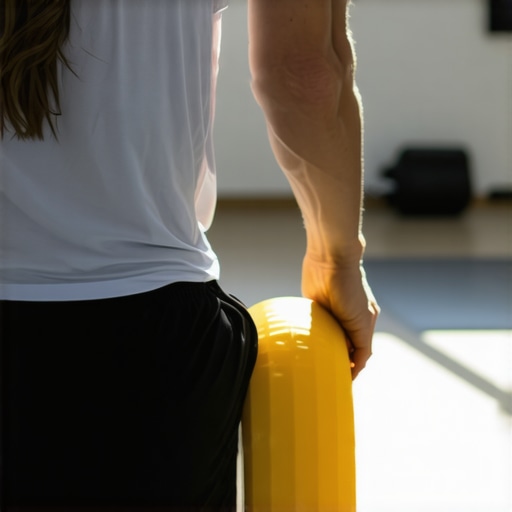 Person demonstrating proper foam rolling for lower back health.