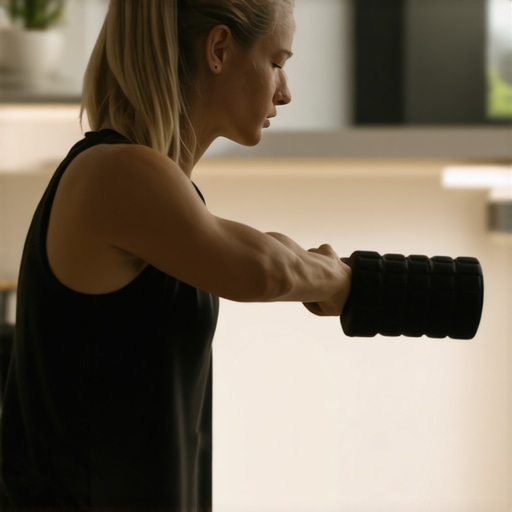 Foam Roller for Myofascial Release Person rolling out their back with a dense foam roller in a home gym