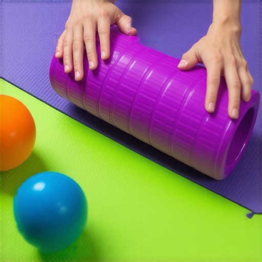 Foam roller and trigger point tools for spinal health Person using foam roller and massage balls for back and neck relief in a home setting