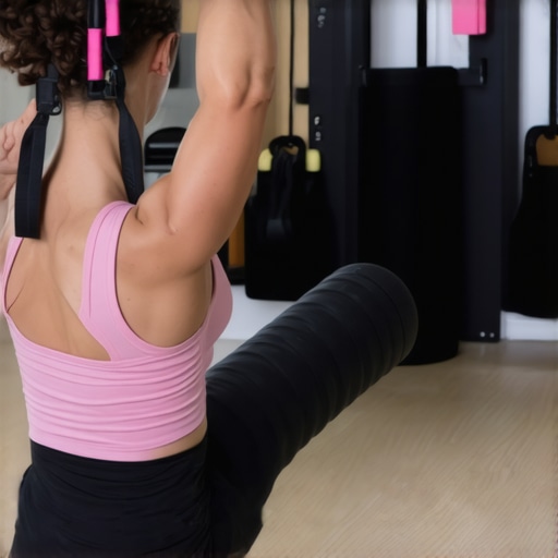 Mobility Tools for Spine Health Person demonstrating foam roller and resistance band exercises for neck and back