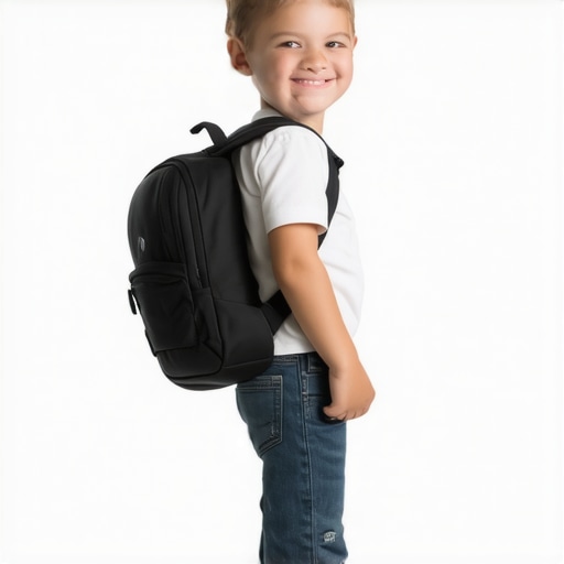 Child with backpack fitted correctly, demonstrating ergonomic support