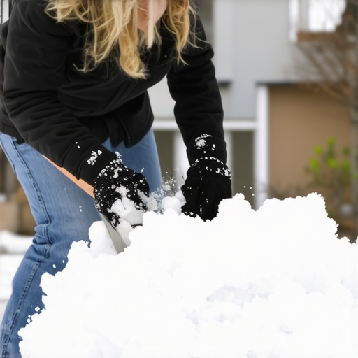 Proper Snow Shoveling Technique Person demonstrating correct shoveling posture for snow removal