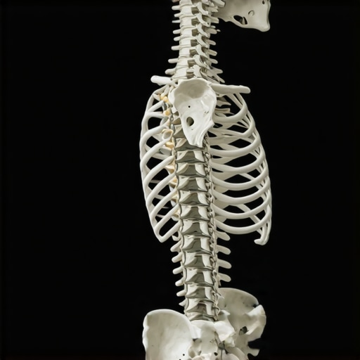 Illustration of the spine highlighting the relationship between neck posture and lower back health.