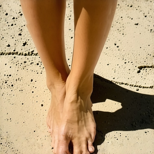 Close-up of barefoot with focus on foot arch and alignment