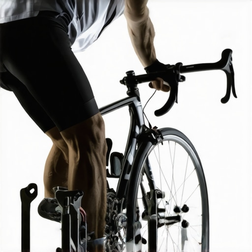 Cyclist Fine-Tuning Bike Seat A person adjusting their bike seat height and tilt with a wrench in a scenic outdoor setting