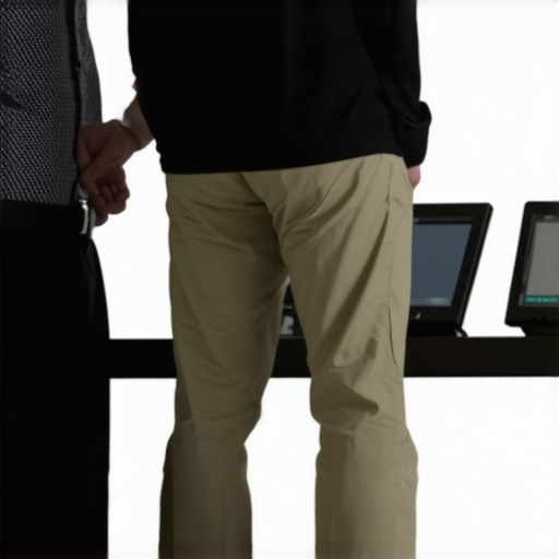 Gait Analysis in Chiropractic Care Chiropractor performing gait analysis on a patient using specialized equipment.