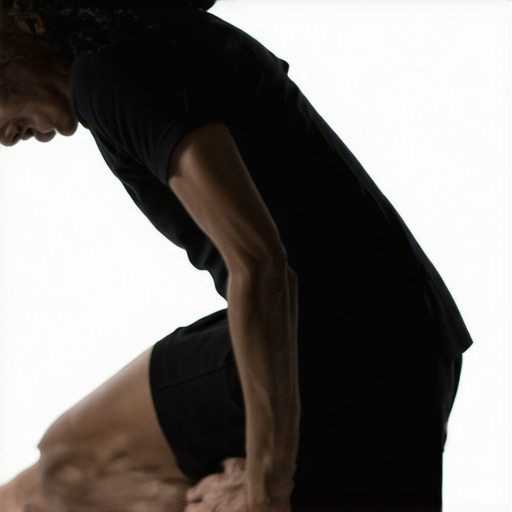 Person doing pelvic tilt exercises in a bright home setting