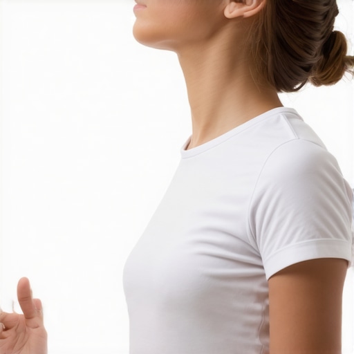 Person performing deep belly breathing to relax lower back muscles.