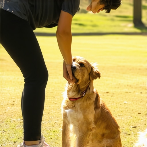 Proper Dog Lifting Technique Person lifting a dog using hip hinge and correct posture in park.