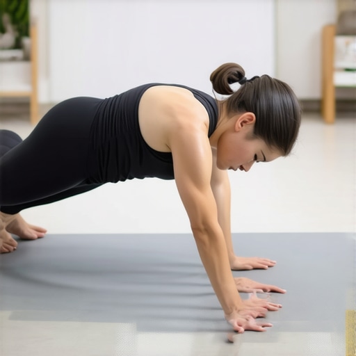 Individual maintaining correct plank posture to strengthen core muscles.