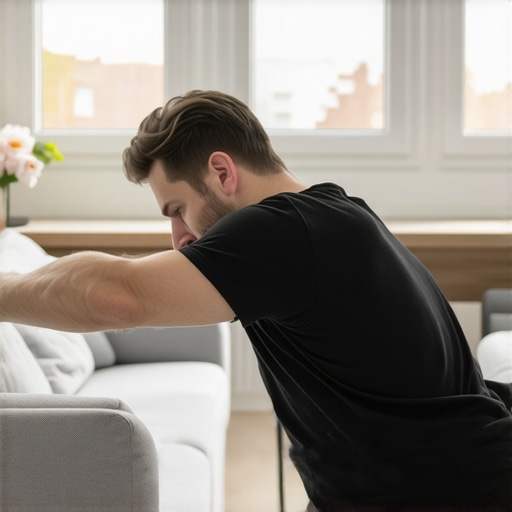 The proper way to get up from a deep sofa to protect your discs