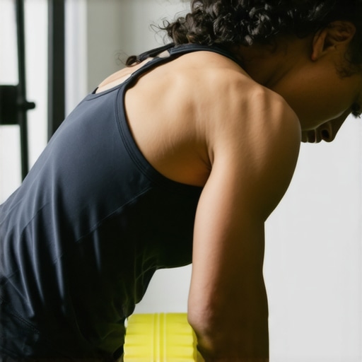 Using a Foam Roller for Back Relief Person rolling out their back with a foam roller to relieve muscle tension.
