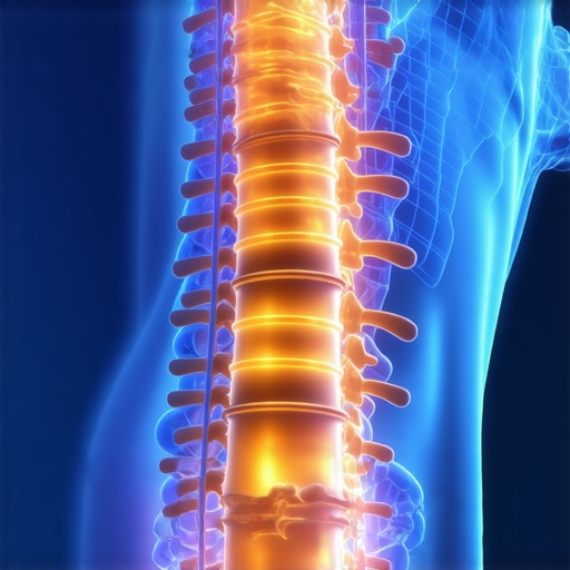 Anatomical View of Spinal Mobility and Tension A detailed 3D diagram showing the human spine's relationship between movement and neural tension.