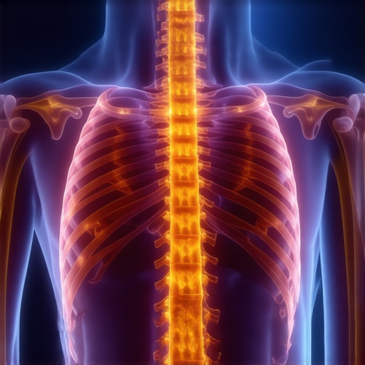 3D visualization of the human ribcage and spine highlighting how breathing affects spinal mobility.