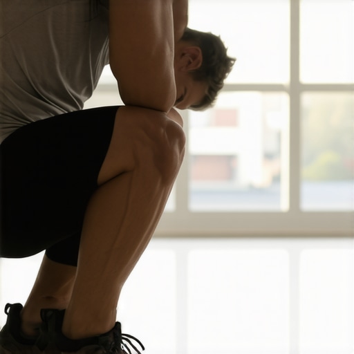 Ankle Mobility Wall Test for Hip Relief Person performing ankle dorsiflexion stretch against a wall to relieve hip and back pain.