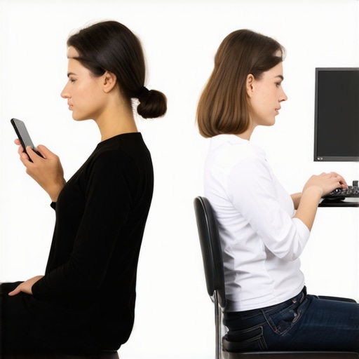 Comparison of poor and correct desk posture Infographic showing the impact of posture on spinal health