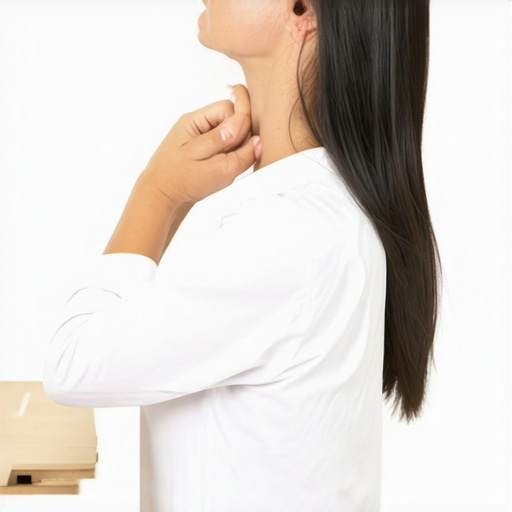 Correct Chin Tuck Exercise Technique A person demonstrating the chin tuck drill to improve neck posture.