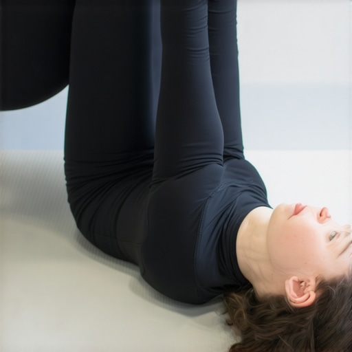 Person performing a supine head lift to strengthen deep neck flexors