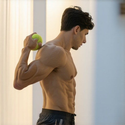 DIY Trigger Point Therapy for Back Pain Using a tennis ball for myofascial release between shoulder blades