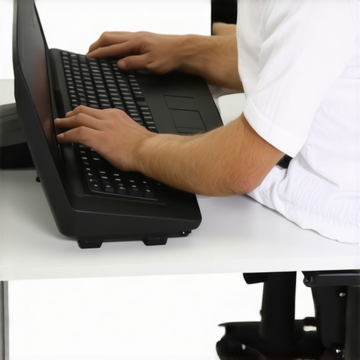 Ergonomic Desk Alignment Proper elbow and foot placement for ergonomic desk work
