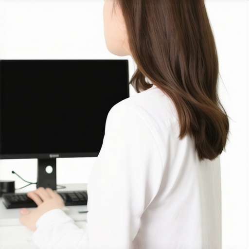 Ergonomic Desk Setup for Neck Health A person sitting with correct posture at a desk to prevent neck-related headaches.