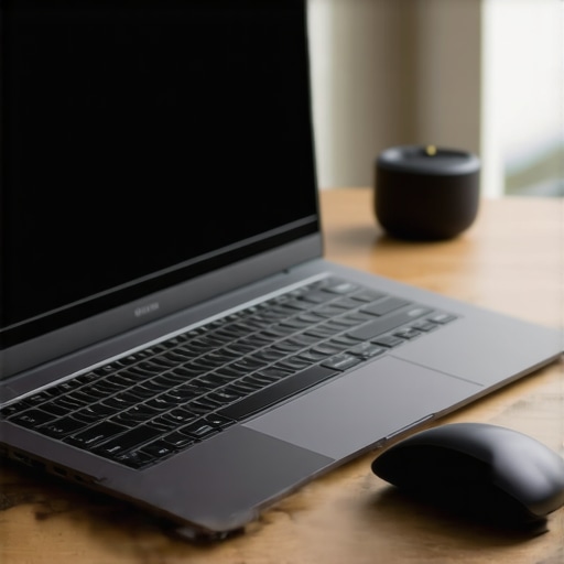 Ergonomic Laptop Stand Setup High-quality portable laptop stand on a desk for improved neck posture.