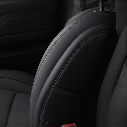 Ergonomic Lumbar Roll for Car Seats A black foam lumbar roll positioned for lower back support in a vehicle.