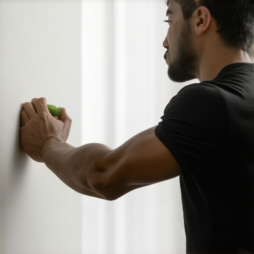 Person using a lacrosse ball for back pain relief maintenance.