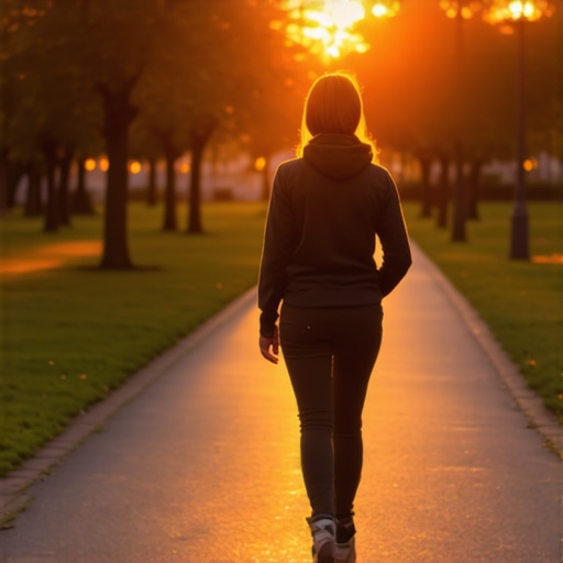 A person walking with good posture in a park to improve spinal mobility.